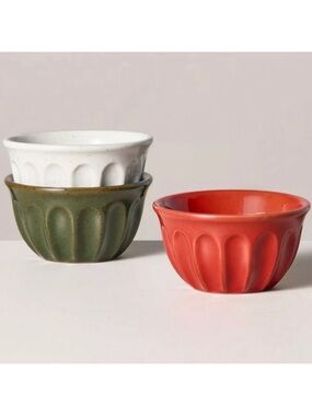Hearth & Hand Magnolia Mini Bowl Set 3 Christmas Prep Ice Cream Condiments Dips
